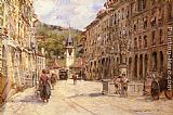Georges Stein Canvas Paintings - A Street Scene in Bern